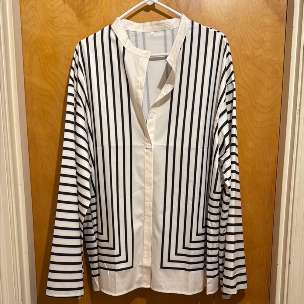 Black and White Striped Long Sleeve Shirt